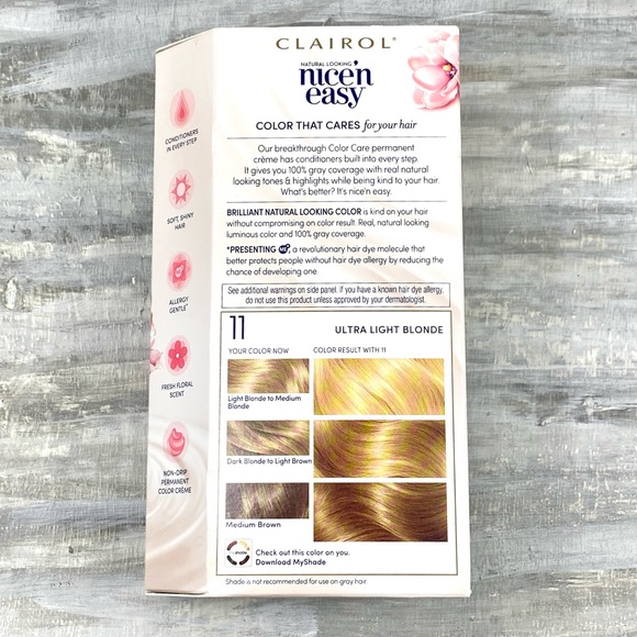 NWT Clairol Nice ‘n Easy 11 Ultra Light Blonde Permanent Hair Color Gray Cover - Picture 7 of 10